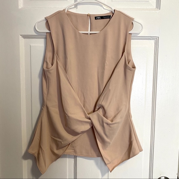ZARA Beige-pink Knotted Top - Picture 2 of 3